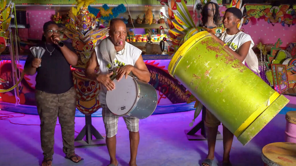 Kitchener Penn and Friends Playing Junkanoo Instruments Inside of Museum - Taken From Turks and Caicos Junkanoo Museum Tour Video